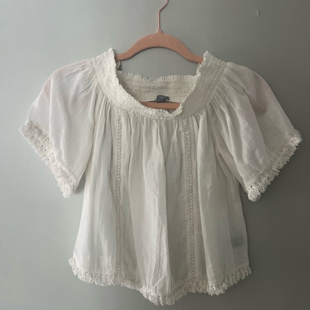 Elegant White Lace Trim Blouse